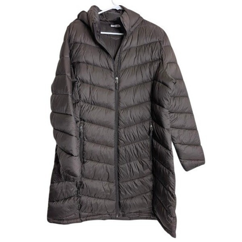 Charter Clun Womens Size 1x Puffer Jacket Brown Outerwear Long Sorona Hooded